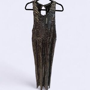 NWT Pretty little thing Black and silver sequin jumpsuit Size 6